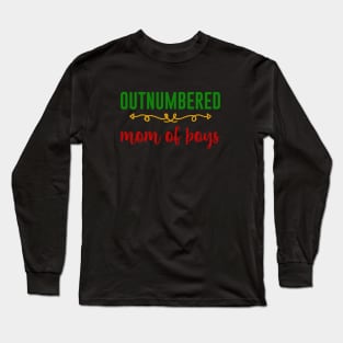 Outnumbered, Mom of Boys, African Colors Long Sleeve T-Shirt